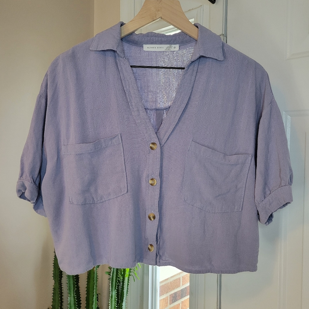 Altar'd State Lavender Button-Up Blouse